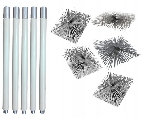Schornsteinreinigungsset von unten 7 m (1,4) 5 quadratische Bürsten 120–200