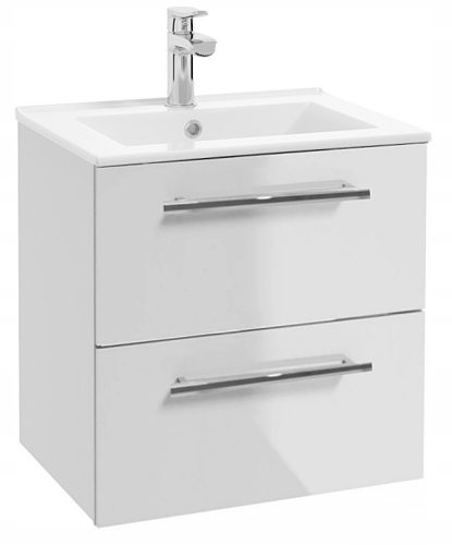  Deftrans wandhängender Badezimmerschrank mit Waschbecken, 50 cm, weiß
