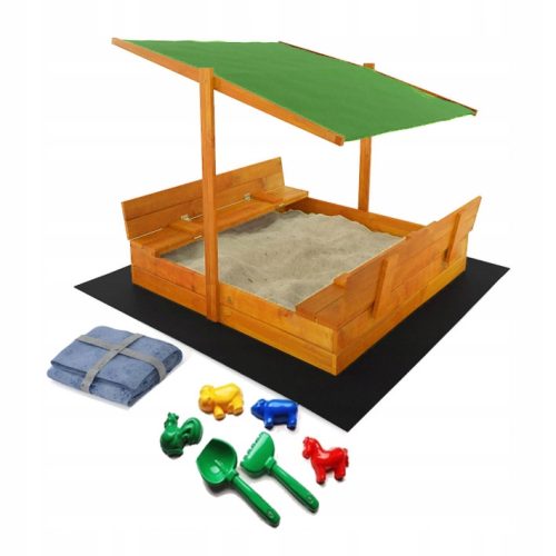SANDKASTEN MIT OBERSEITE, 6 FARBEN, 120X120, HOLZ, IMPRÄGNIERT + KOSTENLOSE GESCHENKE