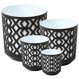    Blumentopf Lamela 14 cm x 14 x 15 cm Durchmesser 14 cm Kunststoff weiß, schwarz + 3 weitere Produkte