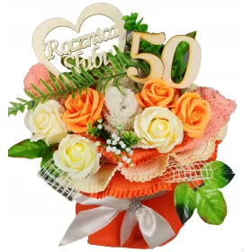    STRAUß AUS HANDTÜCHERN, GESCHENK, HOCHZEIT, JAHRESTAG, Duftende Seifenrosen, Goldener Jahrestag