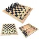  Schachspiel Dame Hintergrund groß XXL Holz 3in1 Geschenk 32 x 32 cm