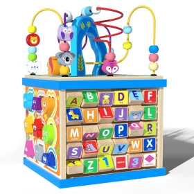   Sortierer aus Holz, pädagogisches Würfel-Alphabet, buntes Spielzeug mit Labyrinth