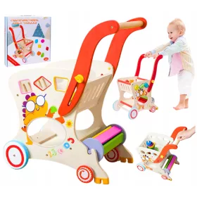    HÖLZERNER WANDERER, MONTESSORI-PÄDAGOGISCHER SCHUBWAGEN, EINKAUFSSPIELZEUG