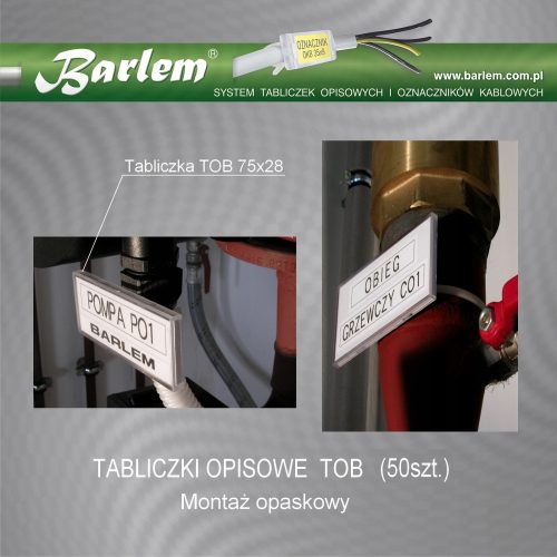 BARLEM TOB Beschreibungsschild 75x28 mm (50 Stk.) - Bandmontage