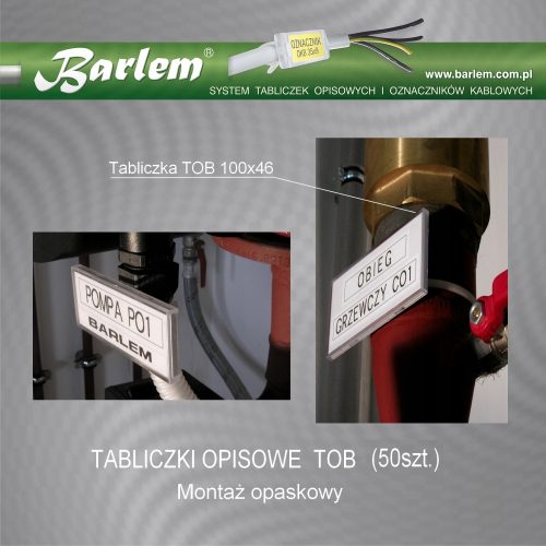 BARLEM TOB Beschreibungsschild 100x46 mm (50 Stk.) - Bandmontage