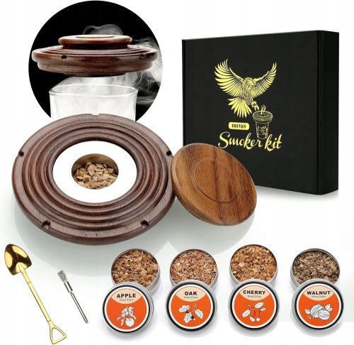 8× 8x WHISKY-GETRÄNKE-RAUCHER-SET AUS HOLZ, GESCHENK FÜR DEN VATI EINES MANNES