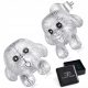  K444 Weiße Hunde, silberne Ohrstecker, 925er Silber