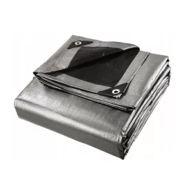   Extrem Robuste Schutzplane 260g/m2, 5x5 m, UV-beständig, Silber-Schwarz