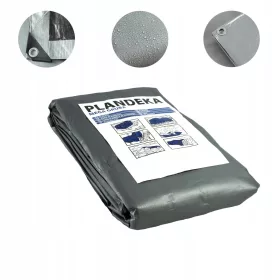   Multisaisonale, wasserdichte Plane in Silber-Schwarz mit UV-Schutz 6x10m, 260g/m²