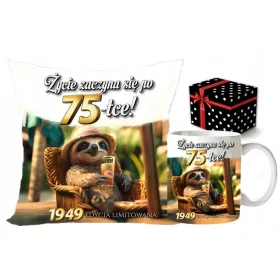    Lustiges Geschenk zum 75. Geburtstag für eine Frau, ein Mannbecher-Set, Kissen