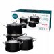  Emaillierte Töpfe, Gasinduktion. Set aus Altom Design Izydor-Töpfen, schwarz
