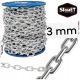 Wirtschaftliche Kette aus verzinktem Metall, D1, kurzes Glied, 3 mm, 1 MB, Rolle 100 m
