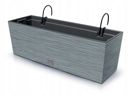  Prosperplast Blumentopf 58 cm x 18 x 19,5 cm, Kunststoff in Grau- und Silbertönen