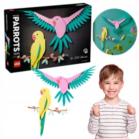    LEGO Papageienbereiche auf einem Zweig für die Wand, 2 verschiedene Farben, Tiersammlung