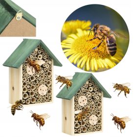  Insektenhäuser, 2 Stk., 23x14x29 cm, Massivholz
