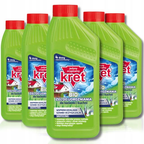  KRET BIO Gel für Rohre, Haare, Sedimente, Fette, unterstützt den Betrieb von Klärgruben, 6 x 500 g
