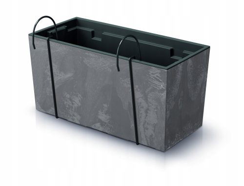  Prosperplast Blumentopf 39,5 cm x 18,5 x 19,5 cm Durchmesser 40 cm Kunststoff Graphit, Grau- und Silbertöne