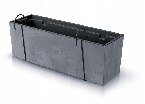  Prosperplast-Blumentopf, 58 cm x 18 x 19,5 cm, Durchmesser 60 cm, Kunststoff in den Farben Grau und Silber