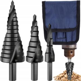 Stufenbohrer 3-tlg. Spiralsatz konisch 4-32mm für Holzblech
