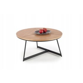    Halmar Karida runder Couchtisch 80 x 80 x 41 cm schwarz, Eiche natur