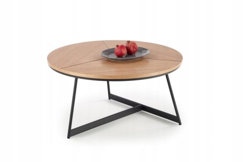  Halmar Karida runder Couchtisch 80 x 80 x 41 cm schwarz, Eiche natur