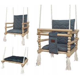Holzschaukel für Kinder, Samtkissen 3in1