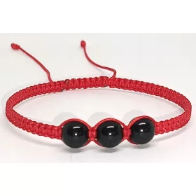 Armband schwarzer Turmalin Naturstein roter Faden Talisman