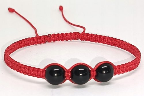  Armband schwarzer Turmalin Naturstein roter Faden Talisman