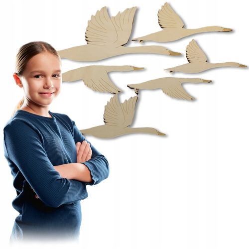  HOLZGÄNSE 6 STÜCK WANDVERZIERUNG FÜR KINDERZIMMERDEKO