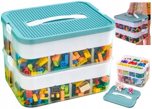  SPIELZEUGKISTE BLÖCKE 2-SCHICHTIGER SCHRECKLICHER BEHÄLTER LEGO ORGANIZER