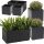  Lamela-Blumentopf 80 cm x 40 x 40 cm schwarzer Kunststoff, Grau- und Silbertöne + 2× Lamela-Blumentopf 40 cm x 40 x 39,4 cm schwarzer Kunststoff