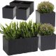  Lamela-Blumentopf 80 cm x 40 x 40 cm schwarzer Kunststoff, Grau- und Silbertöne + 2× Lamela-Blumentopf 40 cm x 40 x 39,4 cm schwarzer Kunststoff
