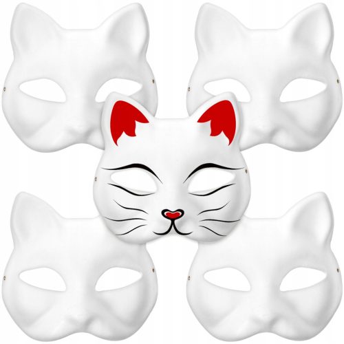  5 Stück Katzen-Gesichtsmasken, Halloween, blanko, Therian gratis!!