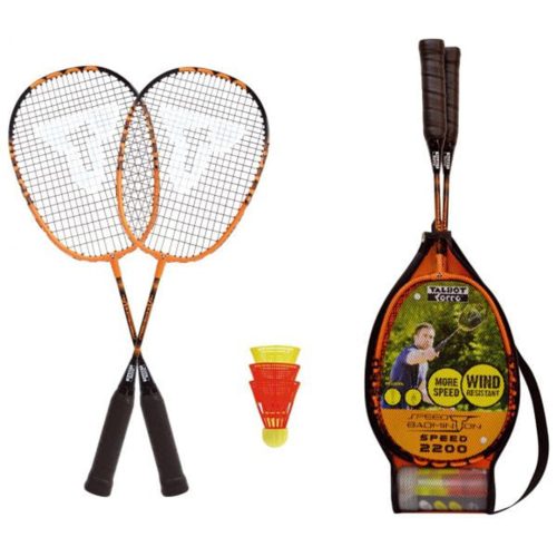 Ein Satz Schläger mit einem Talbot-Torro S2200 Federball