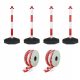 Straßenpfosten für Zäune weiß und rot 4x + Straßenkette 2x Set