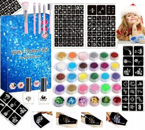  Glitzer-Tattoo-Set, Vorlagen, Glitzer-Tattoos, großes DIY