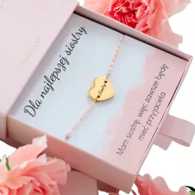    Graviertes Herzarmband für Schwester aus Chirurgenstahl als Geschenk