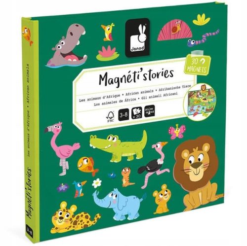  Magnetisches Puzzle Afrikanische Tiere Magneti'stories 3+ JANOD