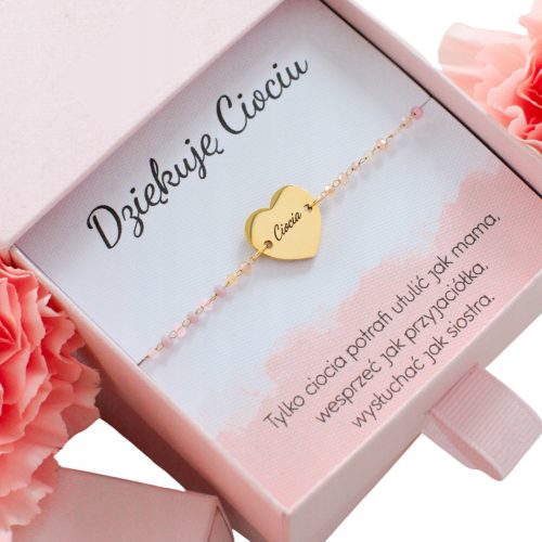  Ein Armband aus Chirurgenstahl mit eingravierter Aufschrift „Tante, Geschenk Frau“.