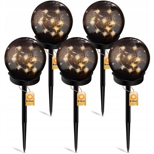  NNLED Solarlampe, schwarz, 20 cm, 5 Stk.