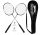 BADMINTONSCHLÄGER-SET, SCHWARZ, SOLIDE ABDECKUNG, 2 SCHWARZE SCHALEN