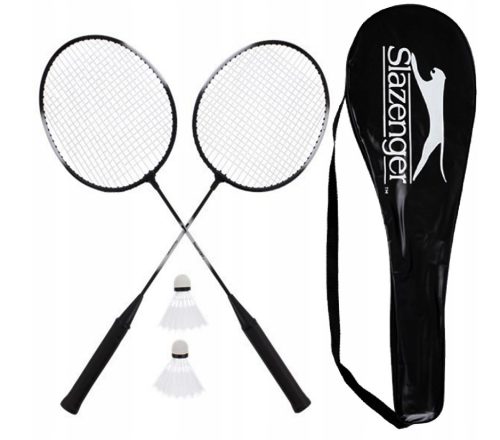 BADMINTONSCHLÄGER-SET, SCHWARZ, SOLIDE ABDECKUNG, 2 SCHWARZE SCHALEN