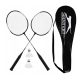 BADMINTONSCHLÄGER-SET, SCHWARZ, SOLIDE ABDECKUNG, 2 SCHWARZE SCHALEN