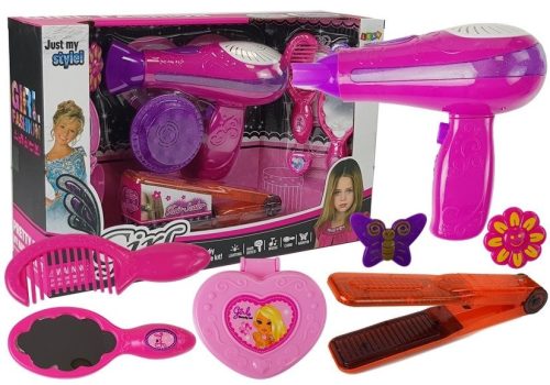  Beauty-Set mit Zubehör, Haartrockner, Glätteisen, Rosa