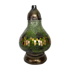  Grabkerze Buntglaskaraffe grün