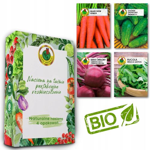  GEMÜSESAMEN PNOS SET RÜBE, ARUKOLA, KAROTTE, GURKE 4X BEUTEL