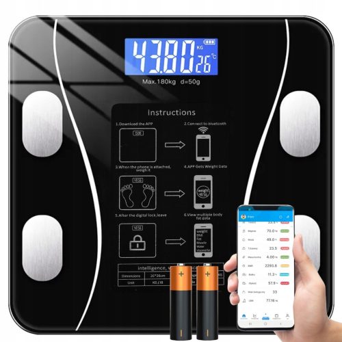  BADEZIMMERWAAGE ELEKTRONISCHES GLAS LED SLIM PRÄZISION 180 KG + BATTERIEN