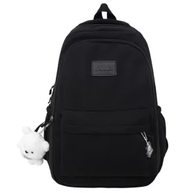 SCHWARZER JUGEND-SCHULRUCKSACK + TEDDYBÄR-SCHLÜSSELRING