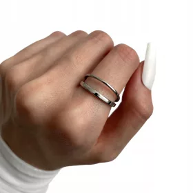  Chirurgenstahlring, Silber, doppeltes dünnes Band